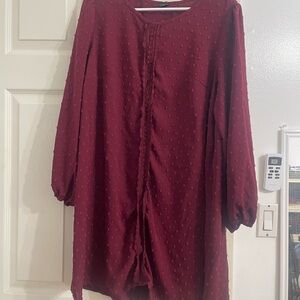 Burgundy Long Sleeve Dress